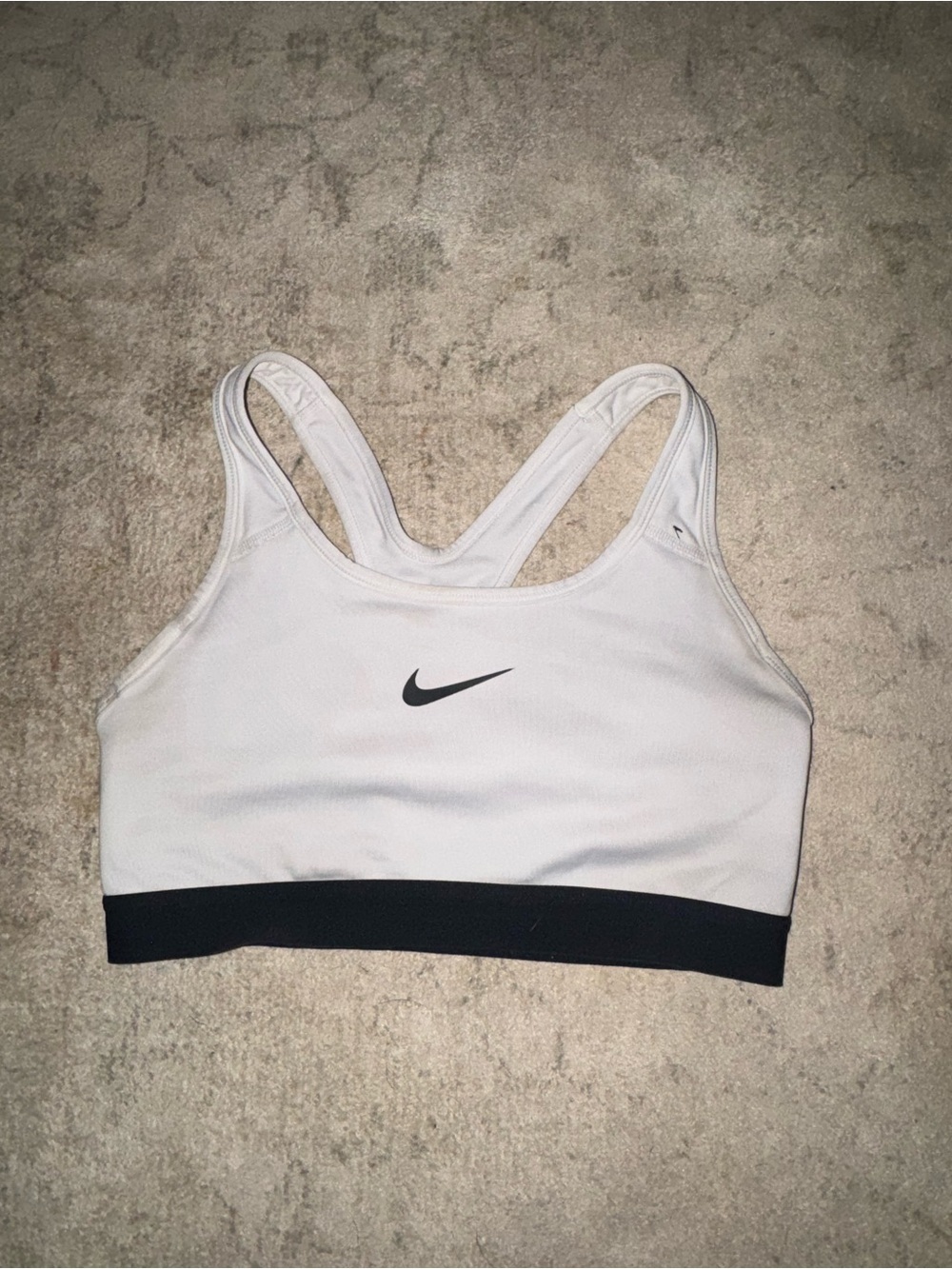 Nike White Racerback Sports Bra with Black Band